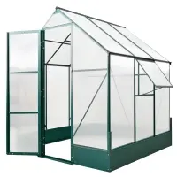 Outsunny 6' x 6' x 7' Walk-in Plant Polycarbonate Greenhouse with Temperature Controlled Window Hobby Greenhouse for Backyard/Outdoor(m-1)