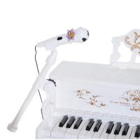 Qaba 37-Key Kids Princess Electronic Piano Toddler Toy Keyboard with Stool, MP3, Record, Light and Microphone for 3 years+, White(m-13)