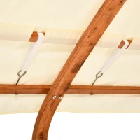 Outsunny 13' Wooden Arc Hammock with Canopy, Outdoor Hammock, Single Bed with Modern Curved Stand for Patio Backyard, Comfortable Polyester Fabic and Steel, White(m-8)