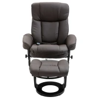 HOMCOM PU Leather Massage Sofa Recliner Chair with Ottoman Heated 10 Point Vibration Swiveling Armchair, Brown(m-8)