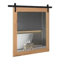 HOMCOM Industrial Style Square Bathroom Wall Mirror, Rustic Mirror, Barn Door Style Make Up Home Decoration, Wood(m-1)