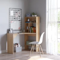 HOMCOM Nordic Style Wooden Computer Desk Workstation PC Laptop Writing Table with Storage and Shelf - Oak(m-6)