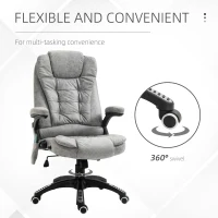 Vinsetto 6 Point Vibration Massage Office Chair with Heat, High Back Executive Office Chair with Padded Armrests, Microfiber Reclining Computer Chair, Gray(m-6)