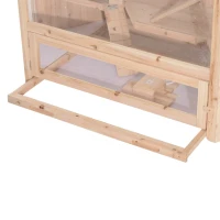 PawHut 3-Tier Extra Large Wooden Hamster Cage with Seesaws, Small Animal Cage and Habitat, Mice, Rat, Gerbil, & Hamster Habitat, Ladder, Feeding Bowl, Openable Top and Front Door(m-14)