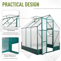 Outsunny 6' x 6' x 7' Walk-in Plant Polycarbonate Greenhouse with Temperature Controlled Window Hobby Greenhouse for Backyard/Outdoor(m-5)