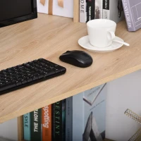 HOMCOM Nordic Style Wooden Computer Desk Workstation PC Laptop Writing Table with Storage and Shelf - Oak(m-9)