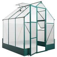 Outsunny 6' x 6' x 7' Walk-in Plant Polycarbonate Greenhouse with Temperature Controlled Window Hobby Greenhouse for Backyard/Outdoor(m-12)