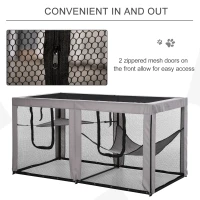 PawHut Large Mesh Cat House Kitty Indoor/Outdoor Rest Space with 2 Zipper Doors Soft Hammock Pet Bed, Black & Grey(m-7)