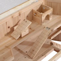 PawHut 3-Tier Extra Large Wooden Hamster Cage with Seesaws, Small Animal Cage and Habitat, Mice, Rat, Gerbil, & Hamster Habitat, Ladder, Feeding Bowl, Openable Top and Front Door(m-10)