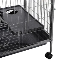 PawHut Deluxe Small Animal Cage Rolling Pet Product Play House Home with Platform, Ramps, Slide Out Tray, 4-Tier with Hammock and Universal Wheels(m-13)