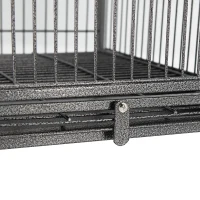 PawHut 18" Heavy Duty Wrought Iron Travel Bird Cage Carrier With Handle Perch And Accessories - Black(m-12)