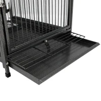 PawHut 18" Heavy Duty Wrought Iron Travel Bird Cage Carrier With Handle Perch And Accessories - Black(m-13)