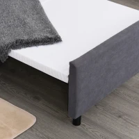 HOMCOM 2-In-1 Design Convertible Single Sofa Bed with Side Pocket and Metal Frame Couch for Living Room, Grey(m-13)