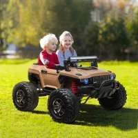 Aosom Kids Ride On Car Off Road Toy Truck SUV, 12V Electric Battery Powered with Remote Control, MP3 function, Adjustable Speed, and Four Wheel Spring Suspension, Yellow(m-2)