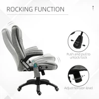 Vinsetto 6 Point Vibration Massage Office Chair with Heat, High Back Executive Office Chair with Padded Armrests, Microfiber Reclining Computer Chair, Gray(m-3)