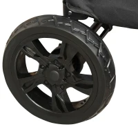 PawHut Pet Stroller Foldable Dog Cat Carriage with Adjustable Handlebar Rear Door EVA Wheel Brake Storage Bag Mesh Window Safety Leash Grey(m-13)