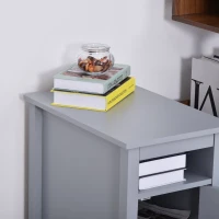 HOMCOM Modern End Table, Slim Side Table, Nightstand with Adjustable Open Shelf and Door Cabinet for Living Room, Bedroom, Grey(m-10)