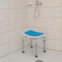 HOMCOM Adjustable Aluminum Bath Stool Spa Shower Chair Non-Slip w/ Shower Hole(m-8)