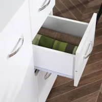 HOMCOM 66" Buffet with Hutch, Freestanding Kitchen Pantry with 2 Large Cabinets, 1 Pull Up Cabinet, 3 Drawers & Wide Countertop, White(m-15)