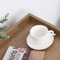 HOMCOM Industrial Nightstands Set of 2, Stackable End Tables with Steel Legs and Open Shelves for Living Room, Bedroom, Oak(m-14)