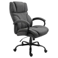 Vinsetto 500lbs Big and Tall Office Chair with Wide Seat, Ergonomic Executive Computer Chair with Adjustable Height, Swivel Wheels and Linen Finish, Dark Gray(m-14)
