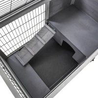 PawHut Indoor Rabbit Enclosure, Wooden Elevated Cage Habitat with Enclosed Run with Wheels - Ideal for Rabbits and Guinea Pigs(m-8)