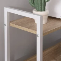 HOMCOM Retro Industrial Computer Workstation Office Desk with Storage Shelf, Multi-function for Home Office, Oak(m-10)