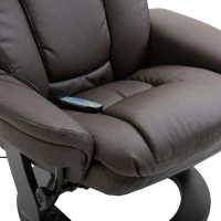 HOMCOM PU Leather Massage Sofa Recliner Chair with Ottoman Heated 10 Point Vibration Swiveling Armchair, Brown(m-19)