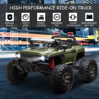 Aosom Kids Ride On Car Off Road Toy Truck SUV, 12V Electric Battery Powered with Remote Control, MP3 function, Adjustable Speed, and Four Wheel Spring Suspension, Green(m-4)