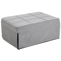 HOMCOM 4-In-1 Design Convertible Sofa Tea Table Lounge Chair Single Bed with 5-Level Adjustable Backrest, Footstool and Metal Frame for Living Room Bedroom, Grey(m-11)