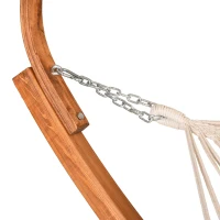 Outsunny 13' Wooden Arc Hammock with Canopy, Outdoor Hammock, Single Bed with Modern Curved Stand for Patio Backyard, Comfortable Polyester Fabic and Steel, White(m-13)