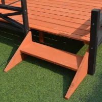 PawHut Wooden Dog House with Porch, Outside Dog House with Water-resistant Asphalt Roof, Ladders, Fencing, Window, for Small and Medium Dogs, Natural(m-14)