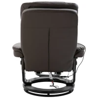 HOMCOM PU Leather Massage Sofa Recliner Chair with Ottoman Heated 10 Point Vibration Swiveling Armchair, Brown(m-12)