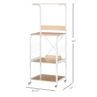 HOMCOM Rolling Dorm Kitchen Cart w/Shelving, 2 Lockable Wheels, and Side Wire Grids(m-3)