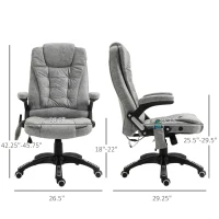 Vinsetto 6 Point Vibration Massage Office Chair with Heat, High Back Executive Office Chair with Padded Armrests, Microfiber Reclining Computer Chair, Gray(m-2)