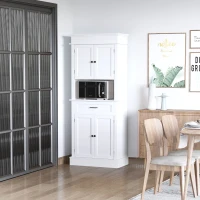 HOMCOM Traditional Buffet with Hutch, Freestanding Kitchen Pantry Storage Cabinet with Doors and Drawer, Adjustable Shelving, White(m-2)