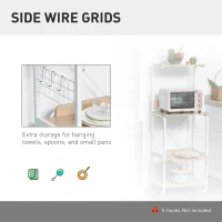 HOMCOM Rolling Dorm Kitchen Cart w/Shelving, 2 Lockable Wheels, and Side Wire Grids(m-5)