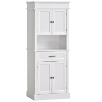 HOMCOM Traditional Buffet with Hutch, Freestanding Kitchen Pantry Storage Cabinet with Doors and Drawer, Adjustable Shelving, White(m-1)