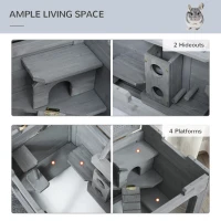 PawHut Wooden Extra Large Hamster Cage with Swings, Small Animal Cage and Habitat with Jumping Platforms, Hamster Habitat, Rats, Mice, Pull-Out Tray(m-6)