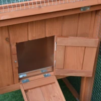 PawHut Rabbit Cage Outdoor, 62" Wooden Outdoor Rabbit Hutch, Small Animal Habitat with Detachable Run and Elevated Main House, Natural(m-9)