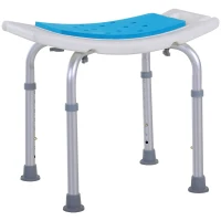 HOMCOM Adjustable Aluminum Bath Stool Spa Shower Chair Non-Slip w/ Shower Hole(m-10)
