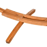 Outsunny 13' Wooden Arc Hammock with Canopy, Outdoor Hammock, Single Bed with Modern Curved Stand for Patio Backyard, Comfortable Polyester Fabic and Steel, White(m-14)