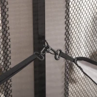 PawHut Large Mesh Cat House Kitty Indoor/Outdoor Rest Space with 2 Zipper Doors Soft Hammock Pet Bed, Black & Grey(m-11)