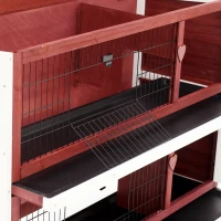 PawHut 54" 2-Story Weatherproof Stackable Elevated Wooden Rabbit Hutch with Enclosed Run and Pull-Out Trays(m-11)