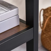 HOMCOM Two-Tone Woodgrain Writing Work Desk with Large Desktop and 2 Open Storage Shelves for Office, Dark Walnut/Black(m-10)