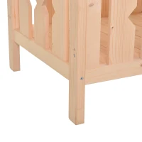 PawHut 2-Story Wooden Cat House with 2 Elevated Pet Beds, Protective & Secure Side Rails & Sturdy Wooden Design, Natural(m-8)