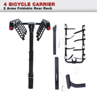 IKURAM Folding 4 Bicycle Bike Car Carrier Rear Rack 2" Tow Bar Hitch Mount(m-3)