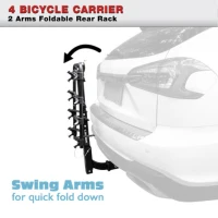 IKURAM Folding 4 Bicycle Bike Car Carrier Rear Rack 2" Tow Bar Hitch Mount(m-5)