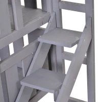 PawHut 2-Story Wooden Cat House with 2 Elevated Pet Beds, Protective & Secure Side Rails & Sturdy Wooden Design - Grey(m-7)