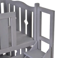 PawHut 2-Story Wooden Cat House with 2 Elevated Pet Beds, Protective & Secure Side Rails & Sturdy Wooden Design - Grey(m-11)